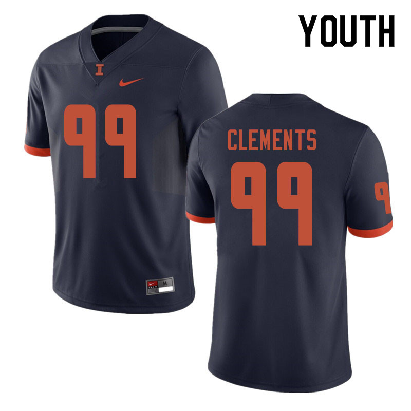 Youth #99 Chunky Clements Illinois Fighting Illini College Football Jerseys Sale-Navy